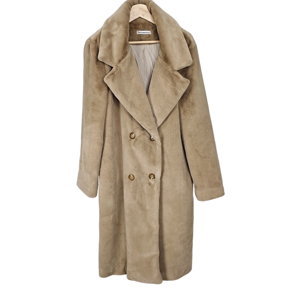 Reformation Hank Teddy Coat Tan Long Double Breasted New With Tags Size … - Picture 2 of 10